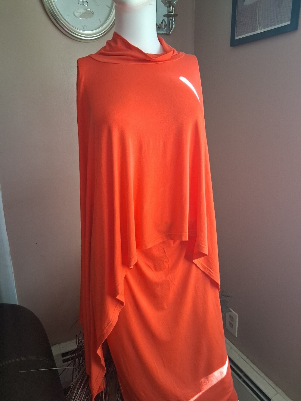 Orange Draped Women’s Top - Lightweight Layered Tunic